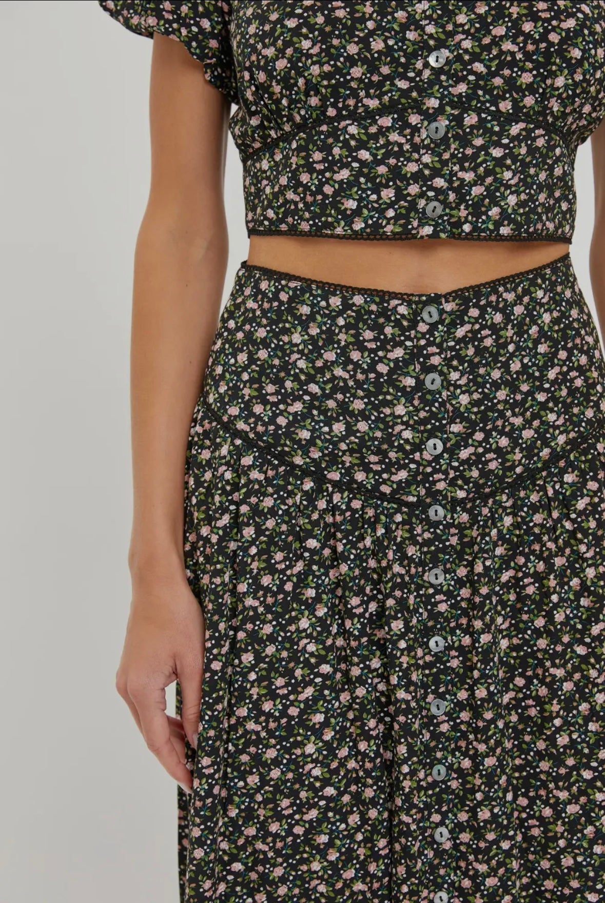 Floral Button Down Maxi Skirt