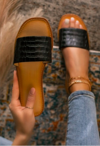 Single Strap Black Sandals